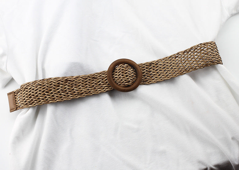 Fashion All-match Literary Fan Cotton And Linen Wide Girdle